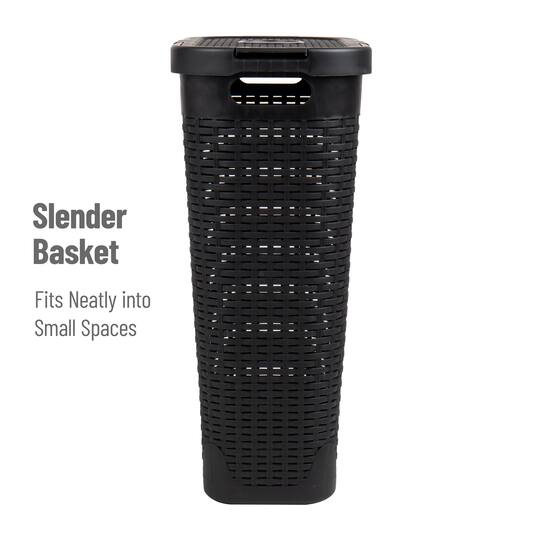 Mind Reader 40L Hamper Laundry Basket with Cutout Handles, 3-Pack, Black